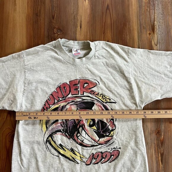 VTG 1999 Thunder Classic Soccer T-Shirt M Gray "Lightning Strikes" Brenham Texas - Picture 6 of 9